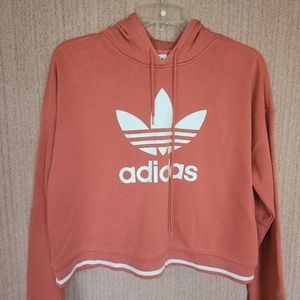 Adidas cropped hoodie in coral